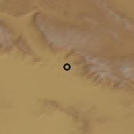 Shaded relief of the 57 km around Shahrak-e Şadrā, drawn from the GMTED2010 grid
