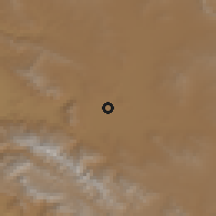 Shaded relief of the 55 km around Aznā, drawn from the GMTED2010 grid
