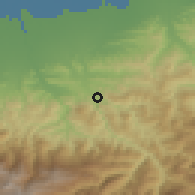 Shaded relief of the 54 km around Shīr Gāh, drawn from the GMTED2010 grid