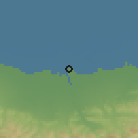 Shaded relief of the 54 km around Bābol, drawn from the GMTED2010 grid