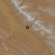Shaded relief of the 56 km around Sī Sakht, drawn from the GMTED2010 grid
