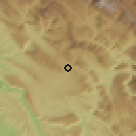 Shaded relief of the 56 km around Şofīābād, drawn from the GMTED2010 grid