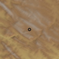 Shaded relief of the 56 km around Ţasūj, drawn from the GMTED2010 grid
