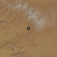 Shaded relief of the 55 km around Tūyserkān, drawn from the GMTED2010 grid