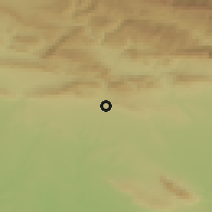 Shaded relief of the 54 km around Ba'adrī, drawn from the GMTED2010 grid