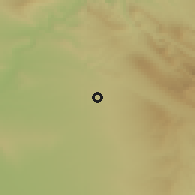 Shaded relief of the 54 km around Bahirkāh, drawn from the GMTED2010 grid