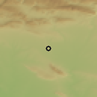 Shaded relief of the 54 km around Bāqasrah, drawn from the GMTED2010 grid