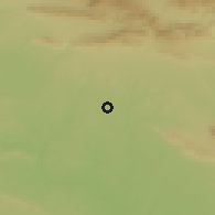 Shaded relief of the 54 km around Baqōfah, drawn from the GMTED2010 grid