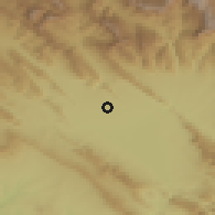 Shaded relief of the 55 km around Čuwar Qurnah, drawn from the GMTED2010 grid