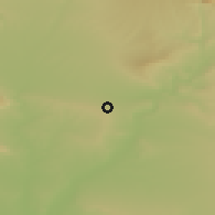 Shaded relief of the 54 km around Dāratū, drawn from the GMTED2010 grid