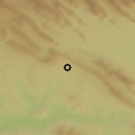 Shaded relief of the 55 km around Kūsanjaq, drawn from the GMTED2010 grid