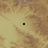 Shaded relief of the 55 km around Qal'at Dīzah, drawn from the GMTED2010 grid