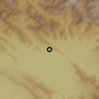 Shaded relief of the 55 km around Rānīyah, drawn from the GMTED2010 grid