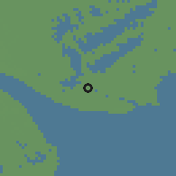 Shaded relief of the 56 km around al-Fāw, drawn from the GMTED2010 grid