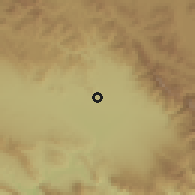 Shaded relief of the 55 km around Sayyid Şādiq, drawn from the GMTED2010 grid