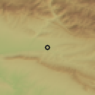 Shaded relief of the 54 km around Zāẖū, drawn from the GMTED2010 grid