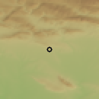 Shaded relief of the 54 km around 'Ayn Sifnī, drawn from the GMTED2010 grid