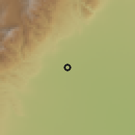 Shaded relief of the 57 km around Acheral, drawn from the GMTED2010 grid