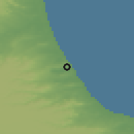 Shaded relief of the 51 km around Caleta Olivia, drawn from the GMTED2010 grid
