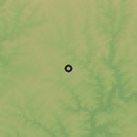 Shaded relief of the 57 km around Campo Ramón, drawn from the GMTED2010 grid