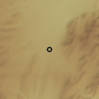 Shaded relief of the 58 km around Campo Santo, drawn from the GMTED2010 grid