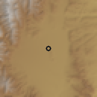 Shaded relief of the 58 km around Cerrillos, drawn from the GMTED2010 grid