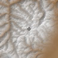 Shaded relief of the 55 km around Cordón del Plata, drawn from the GMTED2010 grid