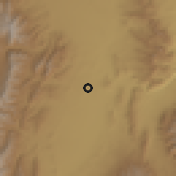 Shaded relief of the 57 km around Coronel Moldes, drawn from the GMTED2010 grid