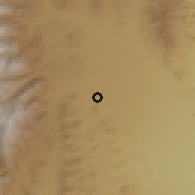 Shaded relief of the 58 km around El Carmen, drawn from the GMTED2010 grid