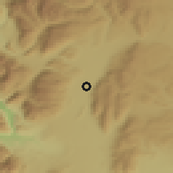 Shaded relief of the 53 km around El Maitén, drawn from the GMTED2010 grid