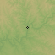 Shaded relief of the 57 km around El Soberbio, drawn from the GMTED2010 grid