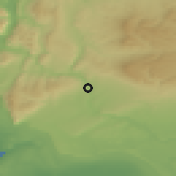 Shaded relief of the 49 km around 28 de Noviembre, drawn from the GMTED2010 grid