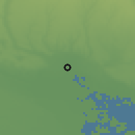 Shaded relief of the 54 km around General Daniel Cerri, drawn from the GMTED2010 grid