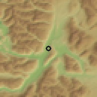Shaded relief of the 53 km around Lago Puelo, drawn from the GMTED2010 grid