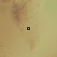 Shaded relief of the 58 km around La Mendieta, drawn from the GMTED2010 grid