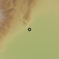 Shaded relief of the 57 km around La Reducción, drawn from the GMTED2010 grid