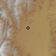 Shaded relief of the 58 km around La Silleta, drawn from the GMTED2010 grid