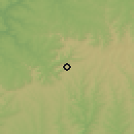 Shaded relief of the 57 km around Aristóbulo del Valle, drawn from the GMTED2010 grid