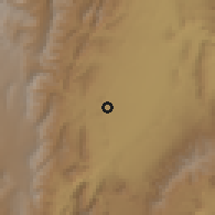 Shaded relief of the 57 km around La Viña, drawn from the GMTED2010 grid