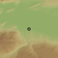 Shaded relief of the 51 km around Los Antiguos, drawn from the GMTED2010 grid