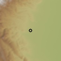 Shaded relief of the 57 km around Los Sarmientos, drawn from the GMTED2010 grid