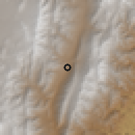 Shaded relief of the 58 km around Maimará, drawn from the GMTED2010 grid