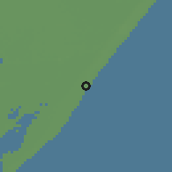 Shaded relief of the 54 km around Mar Azul, drawn from the GMTED2010 grid