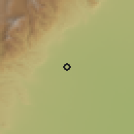 Shaded relief of the 57 km around Monteros, drawn from the GMTED2010 grid