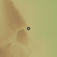 Shaded relief of the 56 km around Olta, drawn from the GMTED2010 grid
