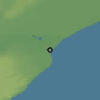 Shaded relief of the 52 km around Playa Unión, drawn from the GMTED2010 grid