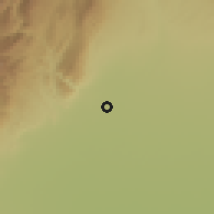 Shaded relief of the 57 km around Pueblo Independencia, drawn from the GMTED2010 grid