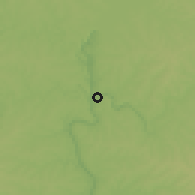 Shaded relief of the 57 km around Puerto Iguazú, drawn from the GMTED2010 grid