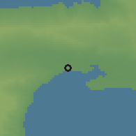 Shaded relief of the 53 km around San Antonio Oeste, drawn from the GMTED2010 grid