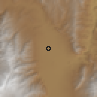 Shaded relief of the 57 km around San Carlos, drawn from the GMTED2010 grid